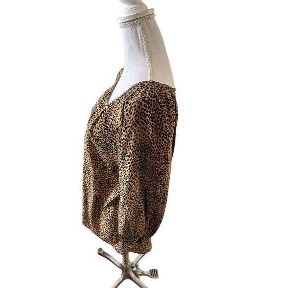 Drew Anthropologie Silk Animal Print Top Leopard XS - Picture 3 of 6